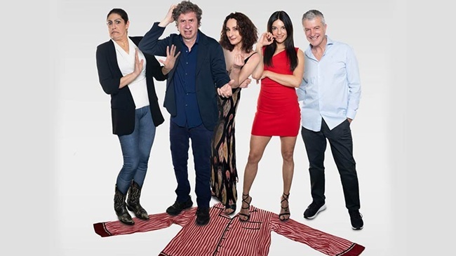 Reparto de la obra Pijama para seis con Gabino Diego en el Teatro Zorrilla de Valladolid.