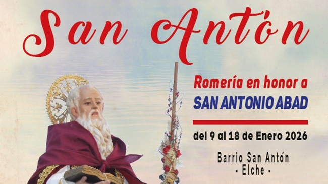 Programa de actos del viernes 16 de enero en las Fiestas de San Antón de Elche 2026.