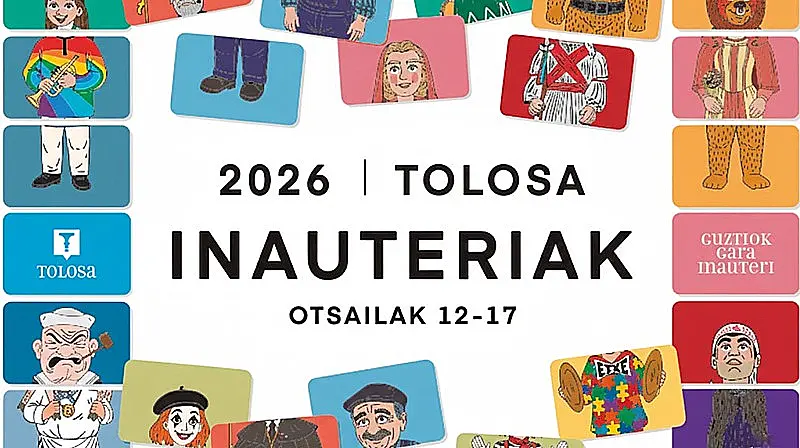 Cartel de los Carnavales de Tolosa 2026 con ilustraciones de personajes tradicionales.