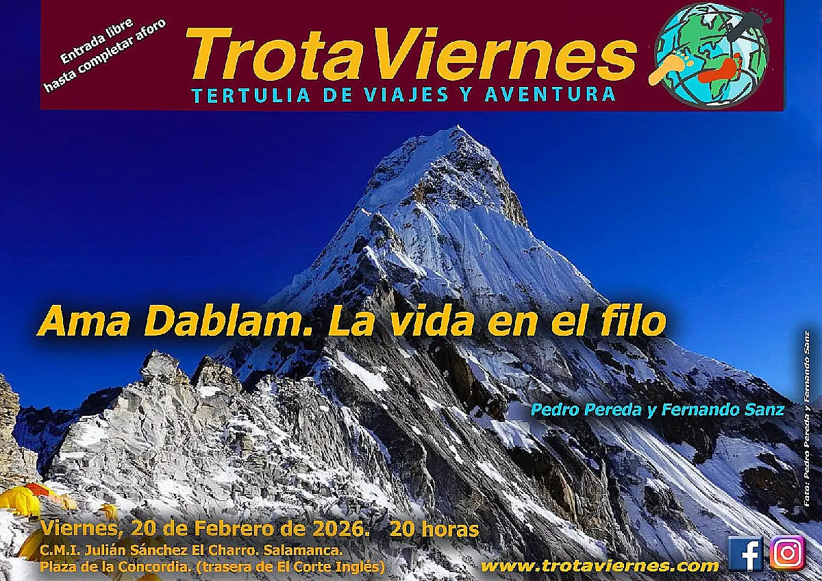 Cartel de la charla Ama Dablam La vida en el filo en el CMI El Charro de Salamanca