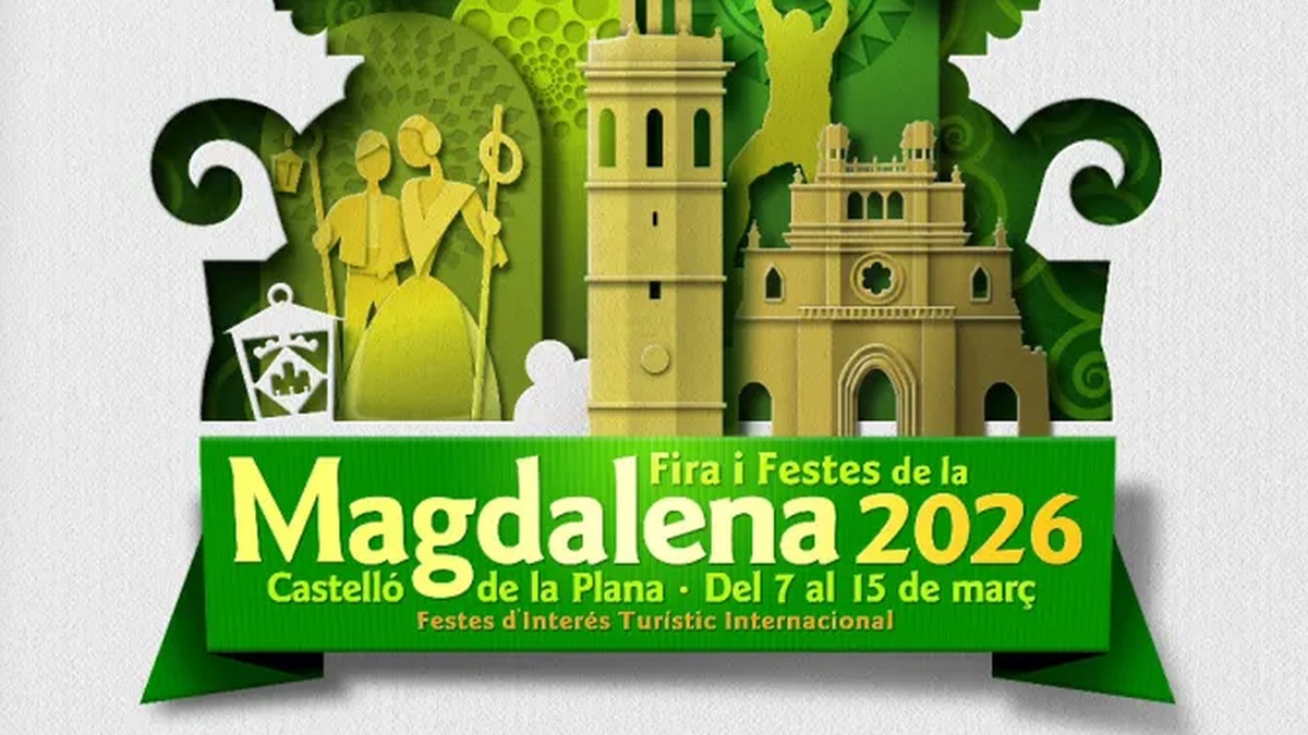 Cartel oficial de la Fira i Festes de la Magdalena 2026 de Castellón de la Plana, del 7 al 15 de marzo.