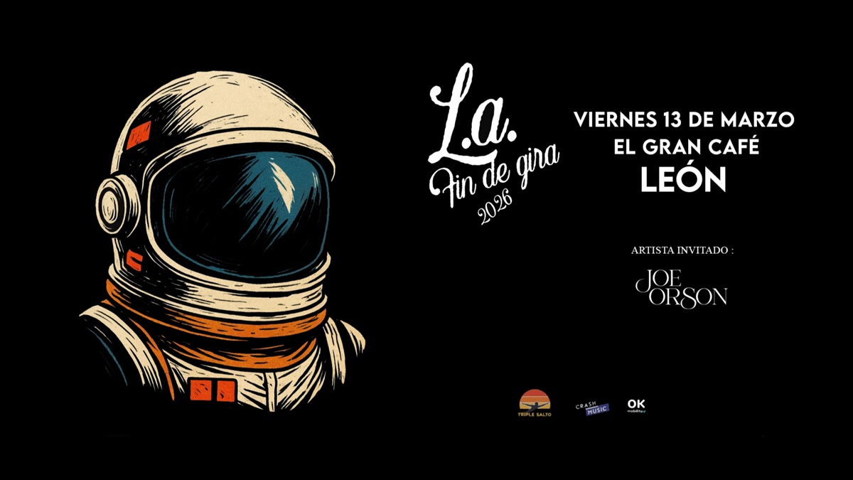 Cartel del concierto de L.A. (Luis Albert Segura) y Joe Orson en El Gran Café de León, viernes 13 de marzo de 2026. Fin de gira.