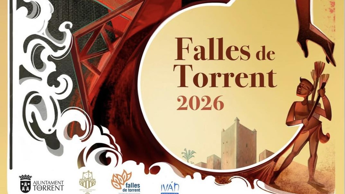 Cartel oficial de las Fallas de Torrent 2026 con motivos falleros.